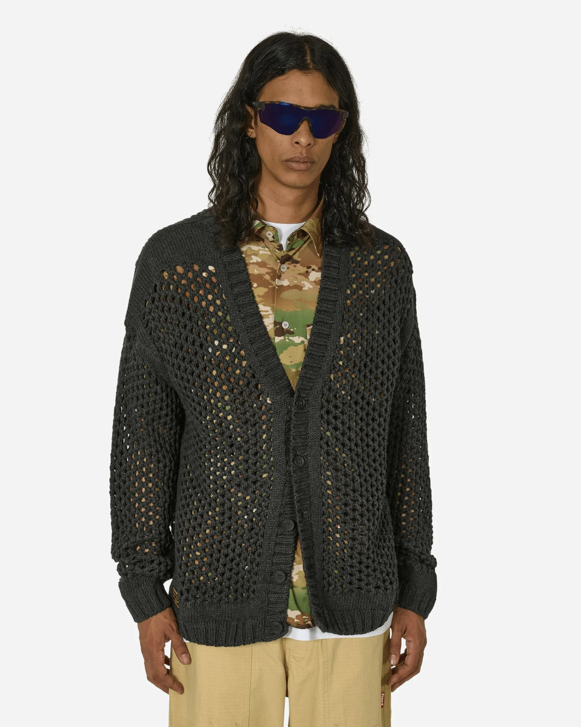 FUCT Knitwear^Drop Stitch Cardigan Dark Grey