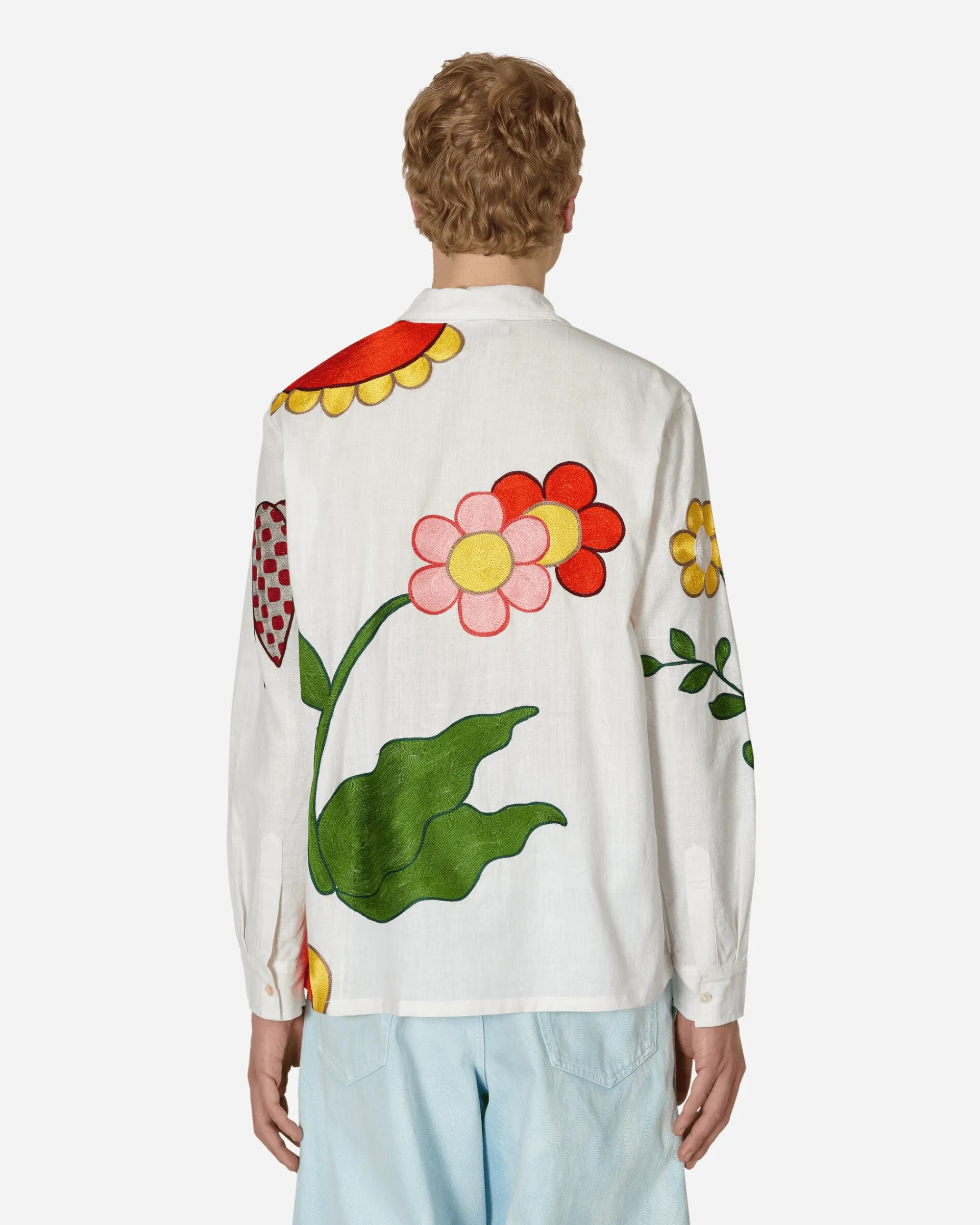 Sky High Farm Shirts^Embroidered Flower Shirt White