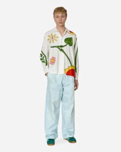 Sky High Farm Shirts^Embroidered Flower Shirt White