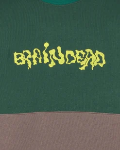 Brain Dead T-Shirts^Embroidered Football Longsleeve T-Shirt Green
