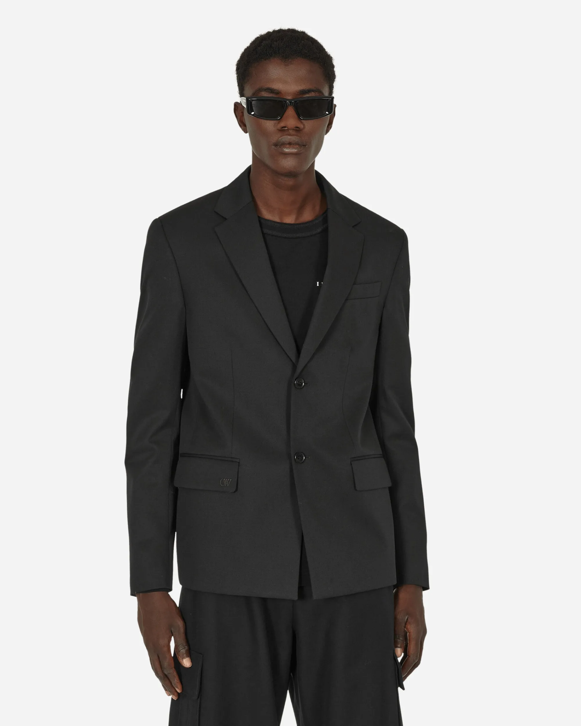 Off-White Coats And Jackets^Embroidered Wool Strap Blazer Black