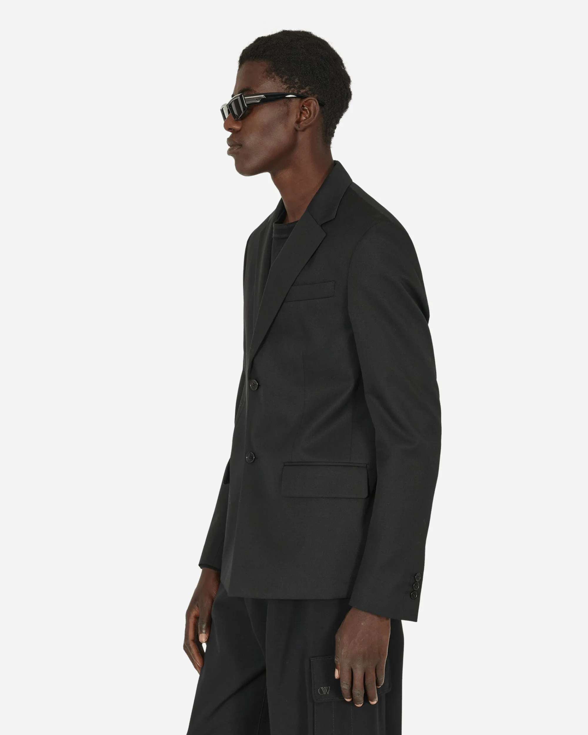 Off-White Coats And Jackets^Embroidered Wool Strap Blazer Black
