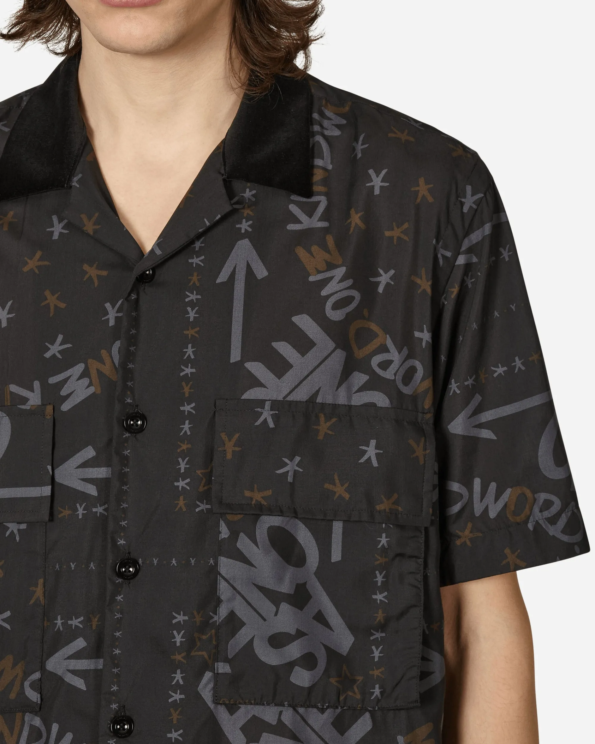sacai Shirts^Eric Haze Bandana Print Shirt Black