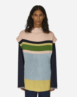 Kiko Kostadinov Knitwear^Essick Stripe Short Sleeve Sweater Pink / Sky Blue