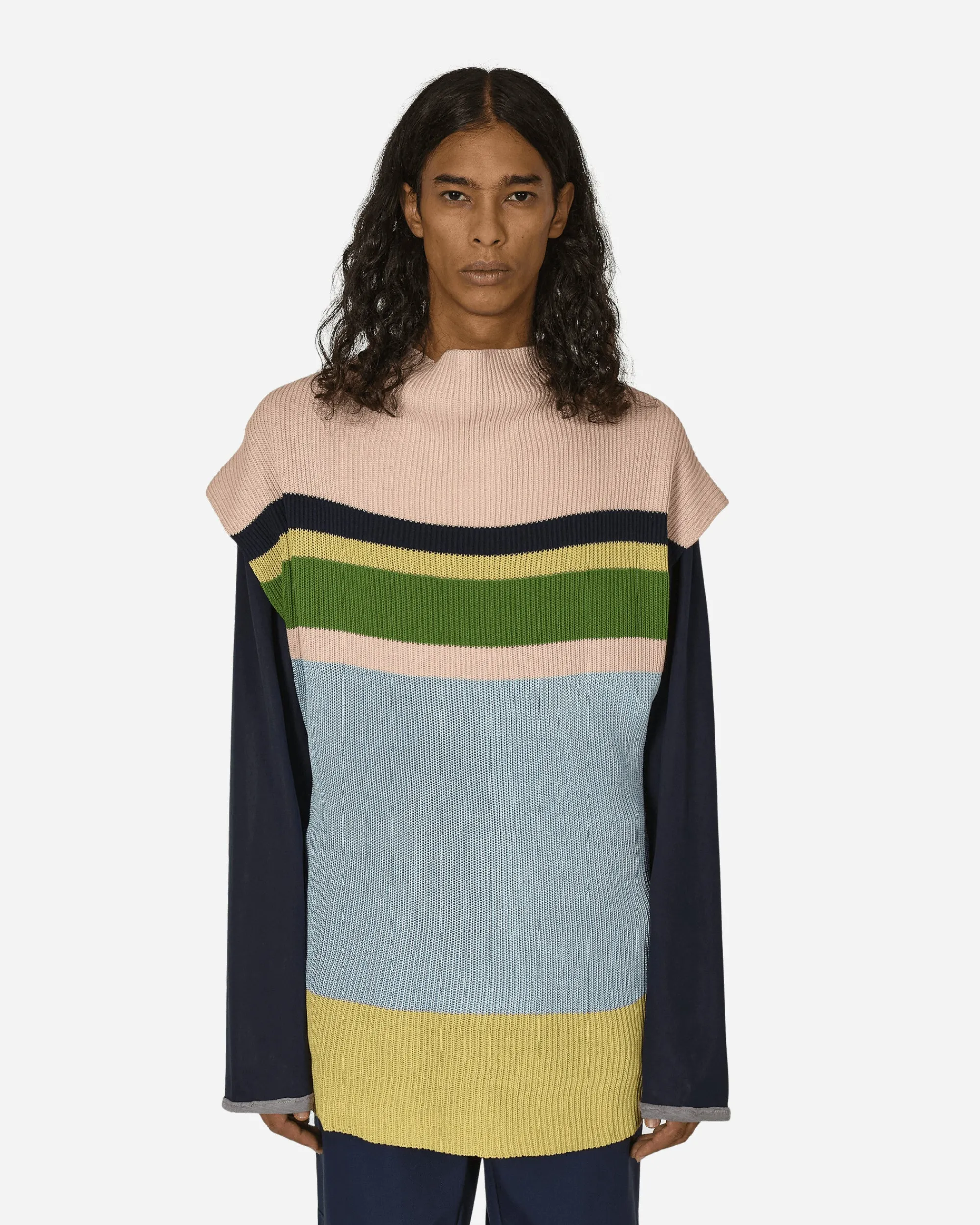 Kiko Kostadinov Knitwear^Essick Stripe Short Sleeve Sweater Pink / Sky Blue