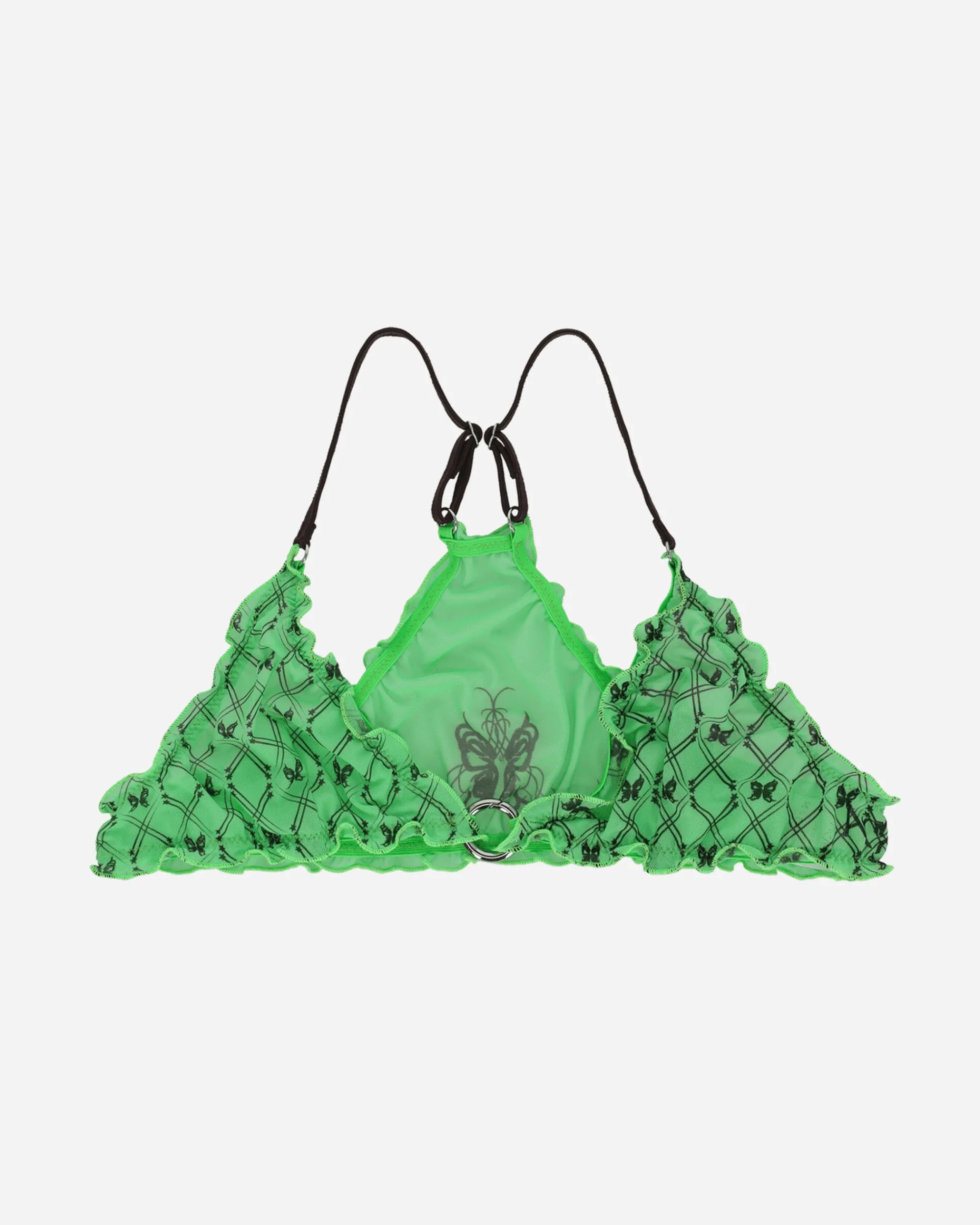Panties x Anna Underwear^Evil Butterfly Pattern Sporty Bra Acid Green / Dark Brown
