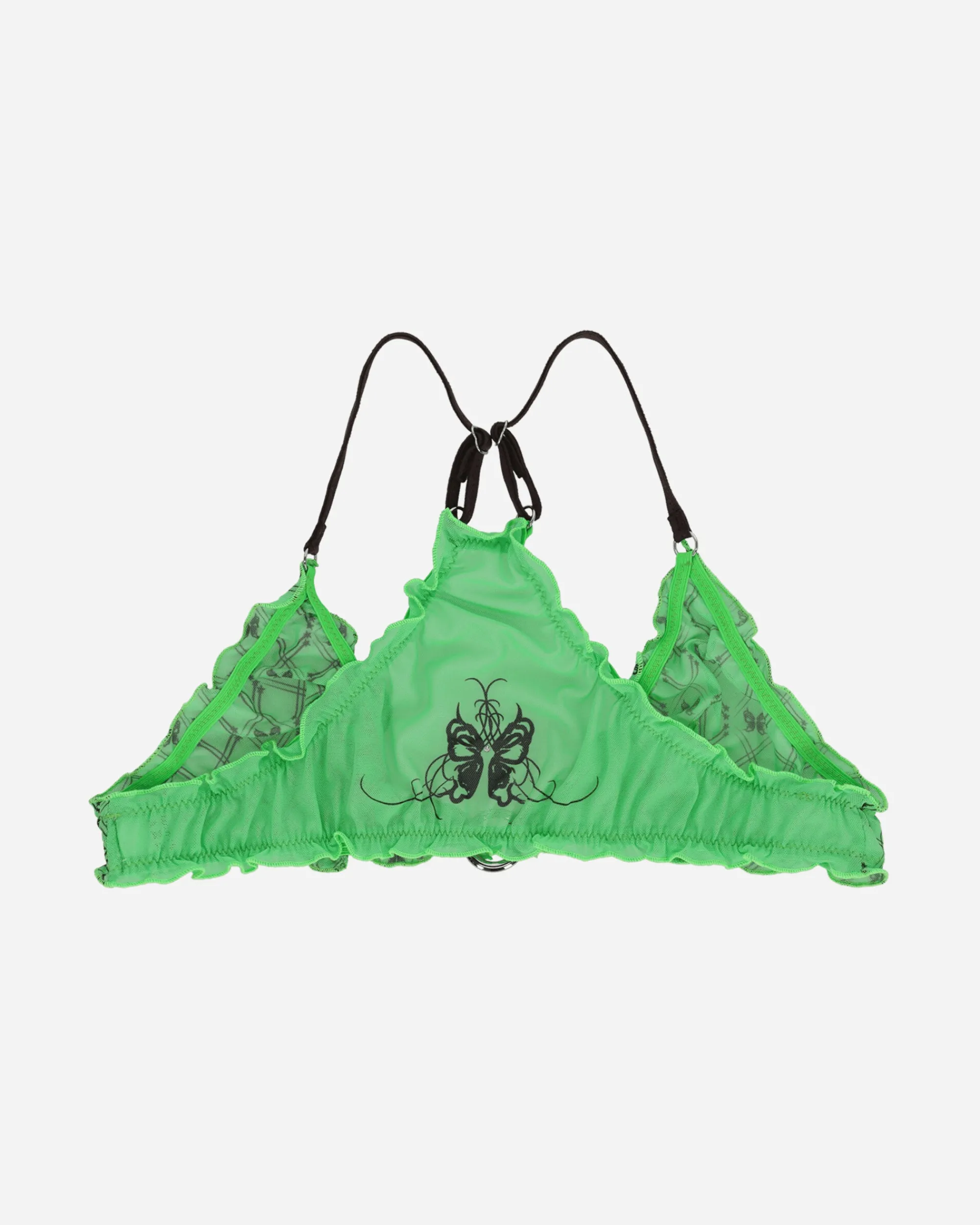 Panties x Anna Underwear^Evil Butterfly Pattern Sporty Bra Acid Green / Dark Brown