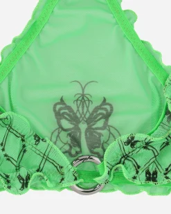 Panties x Anna Underwear^Evil Butterfly Pattern Sporty Bra Acid Green / Dark Brown