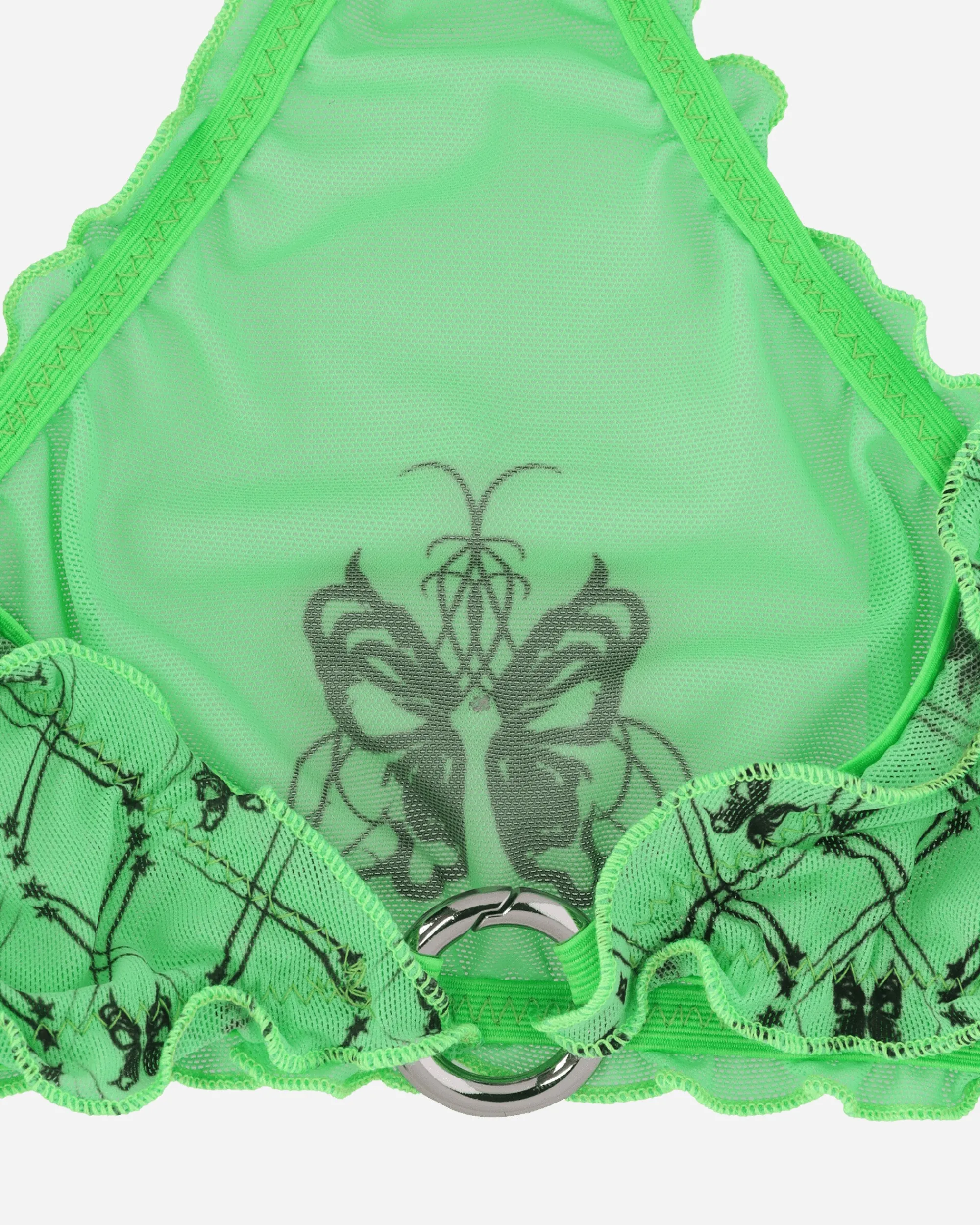 Panties x Anna Underwear^Evil Butterfly Pattern Sporty Bra Acid Green / Dark Brown