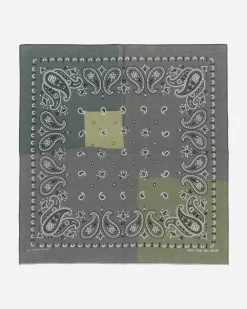 KAPITAL Gloves And Scarves|Gloves And Scarves^Fastcolor Selvedge Bandana (Paisley Patchwork) Khaki