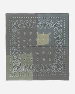 KAPITAL Gloves And Scarves|Gloves And Scarves^Fastcolor Selvedge Bandana (Paisley Patchwork) Khaki