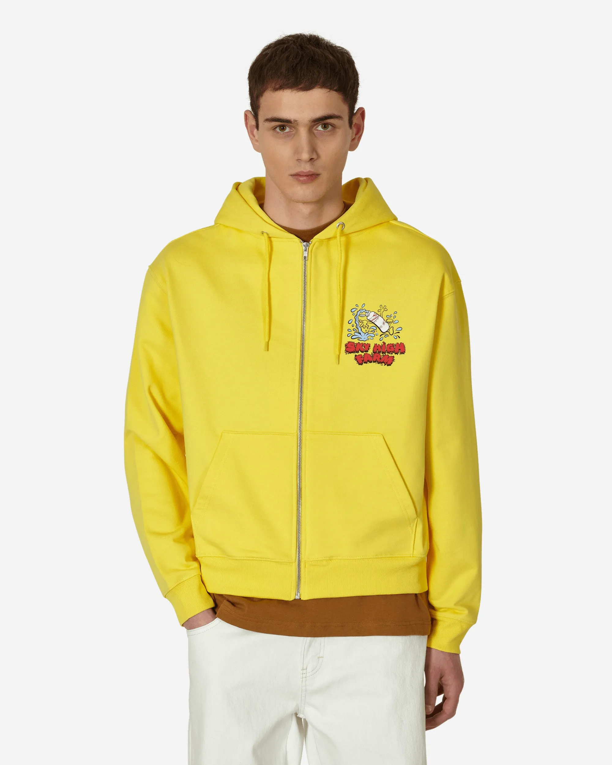 Sky High Farm Sweatshirts^Flatbush Printed Zipped Hooded Sweatshirt Yellow