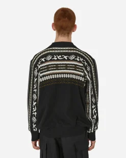sacai Knitwear^Floral Jacquard Knit Sweater Black / Off White