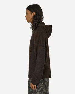 ROA Sweatshirts^Flower Stitch Hoodie Brown