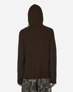 ROA Sweatshirts^Flower Stitch Hoodie Brown