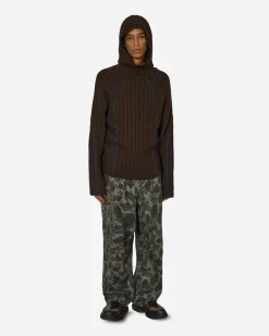ROA Sweatshirts^Flower Stitch Hoodie Brown