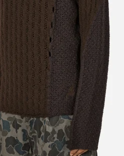 ROA Sweatshirts^Flower Stitch Hoodie Brown