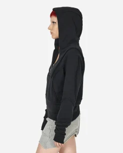Mainline:RUS/Fr.CA/DE Sweatshirts^Fraying Detail Zip Up Hooded Sweatshirt Black