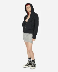 Mainline:RUS/Fr.CA/DE Sweatshirts^Fraying Detail Zip Up Hooded Sweatshirt Black