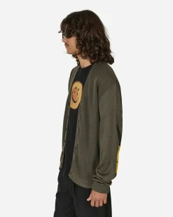 KAPITAL Knitwear^10G ECO Knit Elbow Coneybowy Short Cardigan Grey