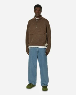 KAPITAL Knitwear^5G Shetland Wool Half Zip Anorak Moca