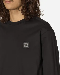 Stone Island T-Shirts^Garment Dyed Logo Longsleeve T-Shirt Black