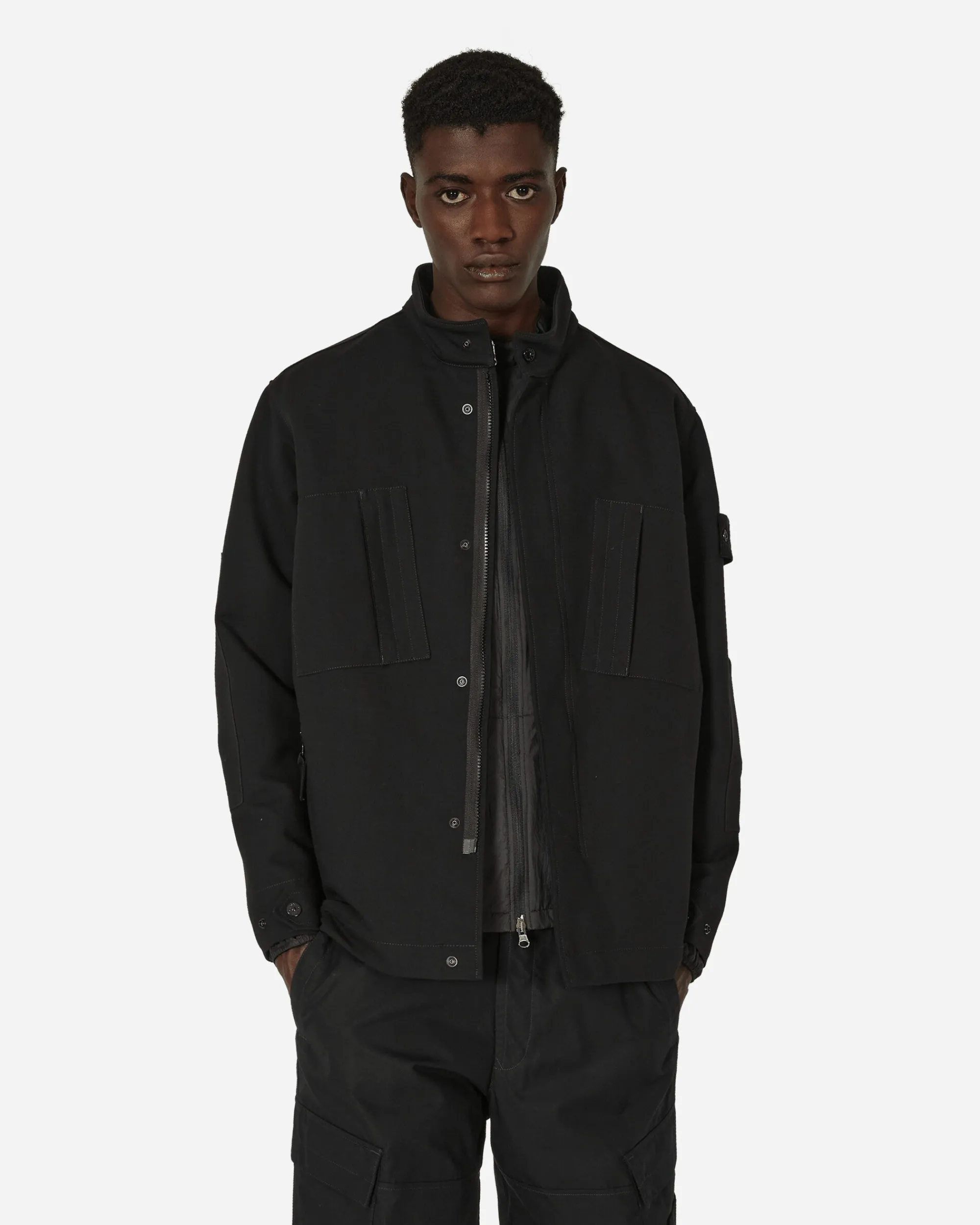 Stone Island Coats And Jackets^Ghost Piece Gabardine Doppio Jacket Black