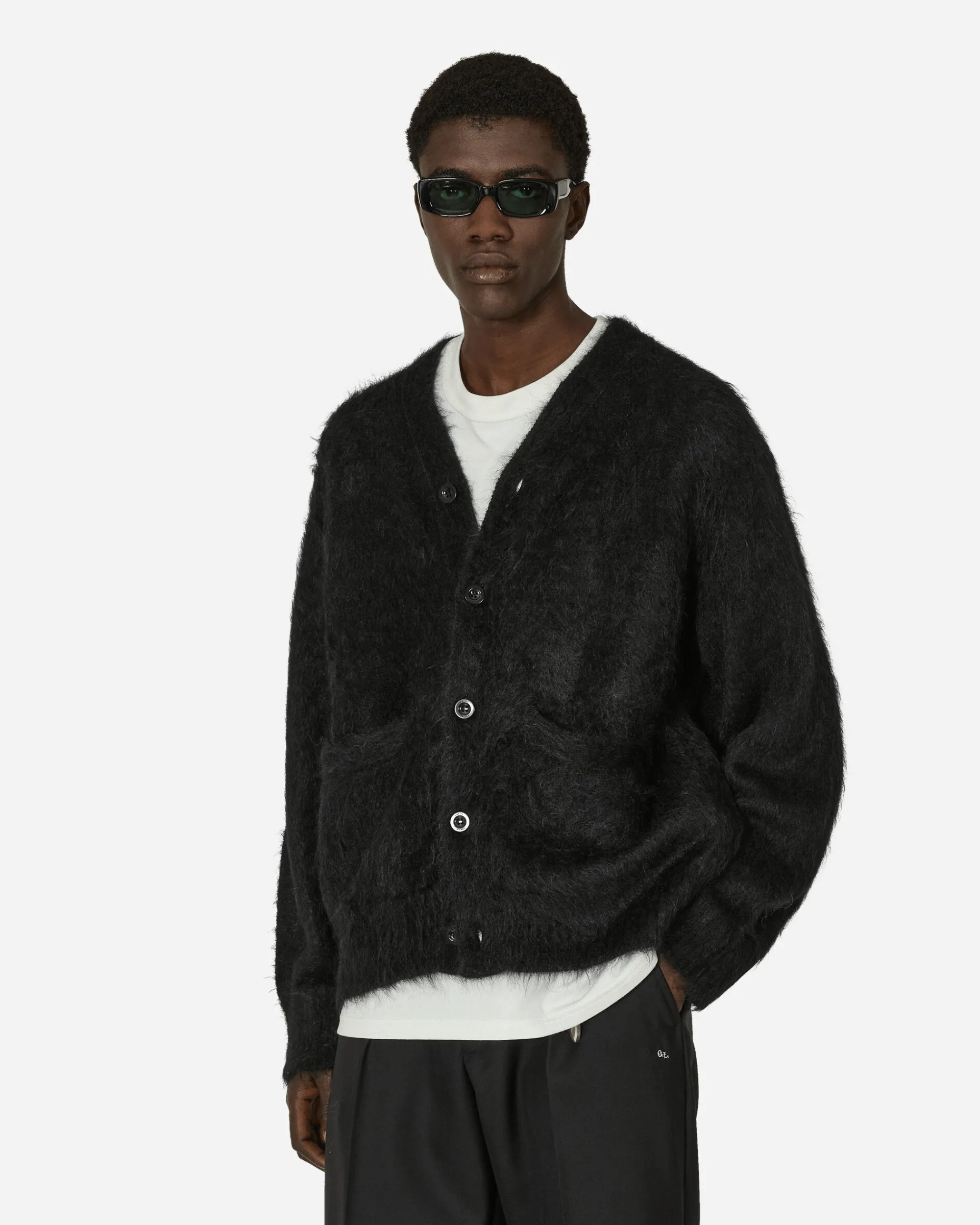 sacai Knitwear^Gonz Mohair Knit Cardigan Black