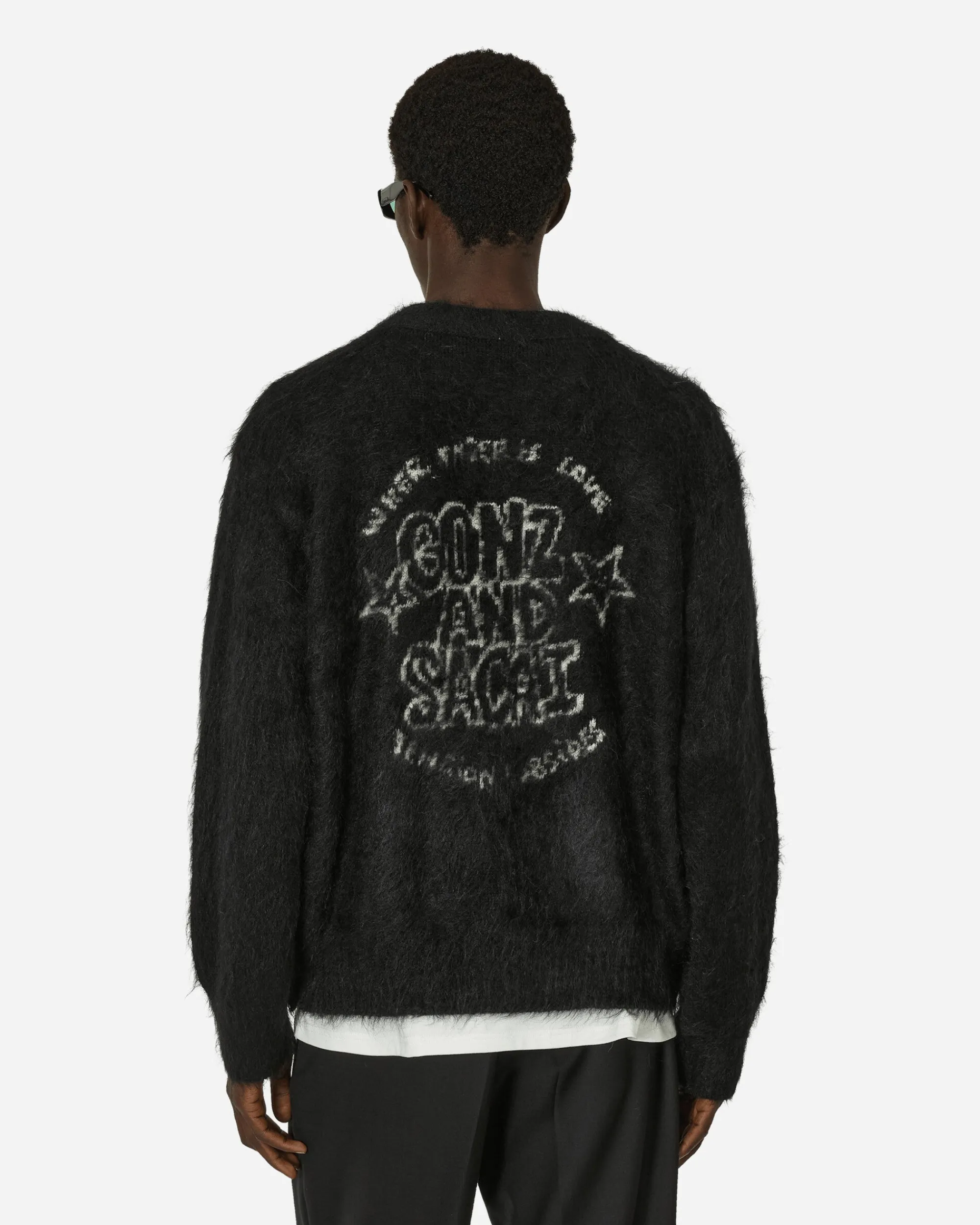 sacai Knitwear^Gonz Mohair Knit Cardigan Black