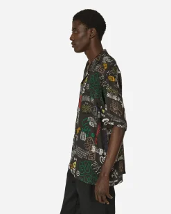 A Bathing Ape Shirts^Hand Draw Open Collar Shirt Black