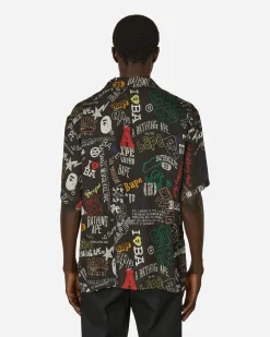 A Bathing Ape Shirts^Hand Draw Open Collar Shirt Black