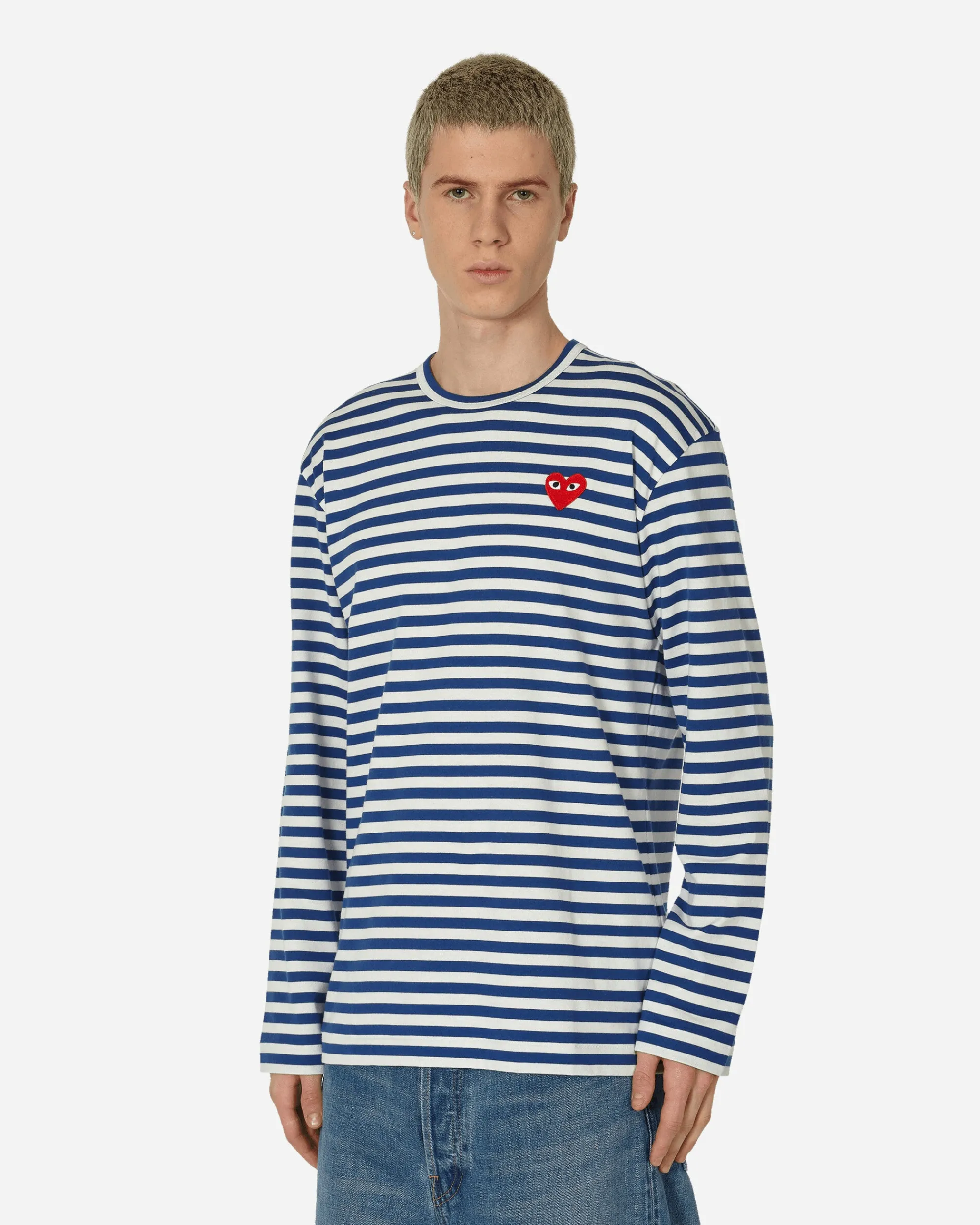 Comme Des Garçons Play T-Shirts^Heart Striped Longsleeve T-Shirt Navy