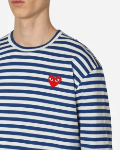 Comme Des Garçons Play T-Shirts^Heart Striped Longsleeve T-Shirt Navy