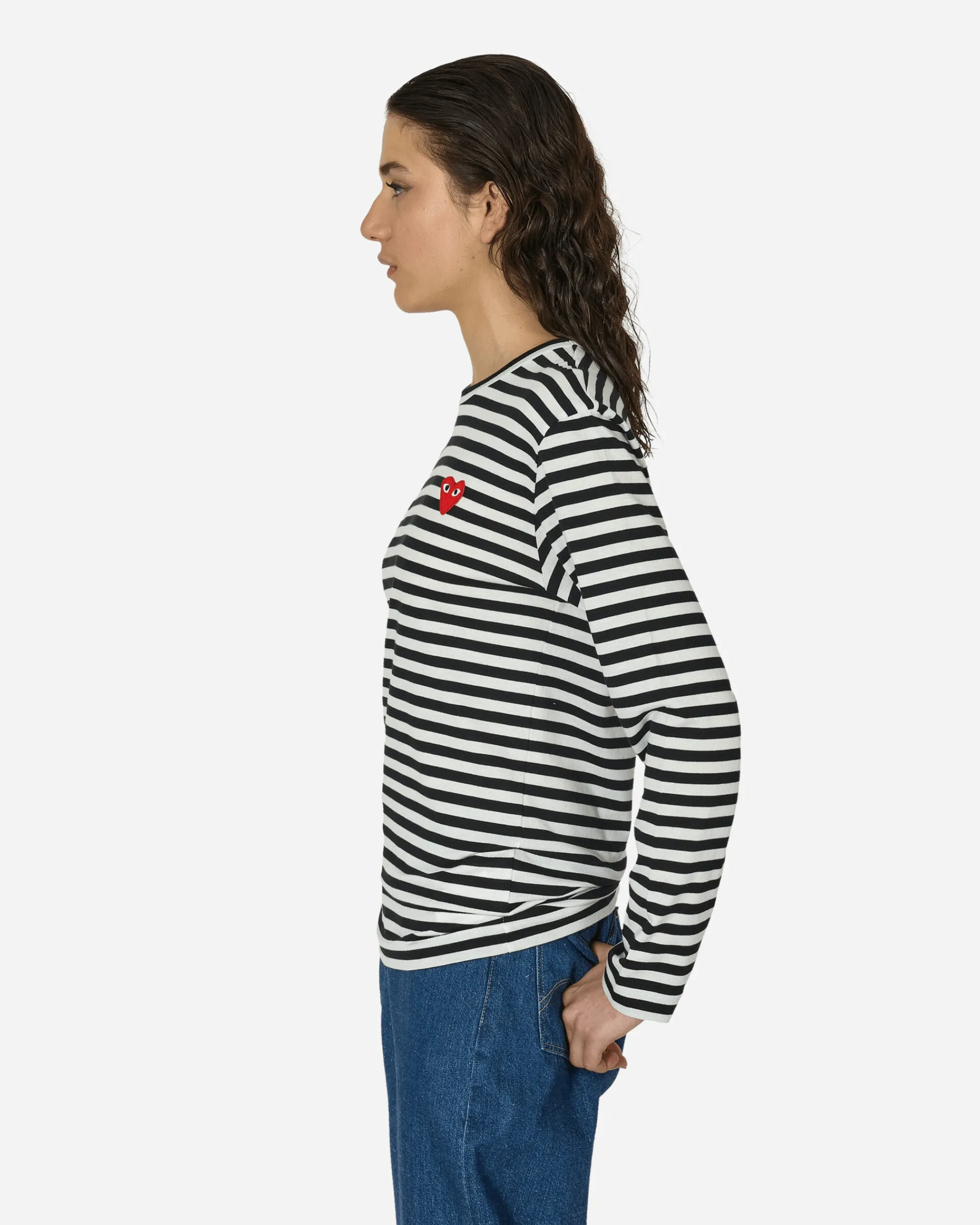 Comme Des Garçons Play T-Shirts^Heart Striped Longsleeve T-Shirt Black