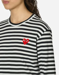 Comme Des Garçons Play T-Shirts^Heart Striped Longsleeve T-Shirt Black