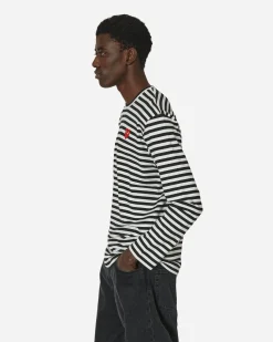 Comme Des Garçons Play T-Shirts^Heart Striped Longsleeve T-Shirt Black