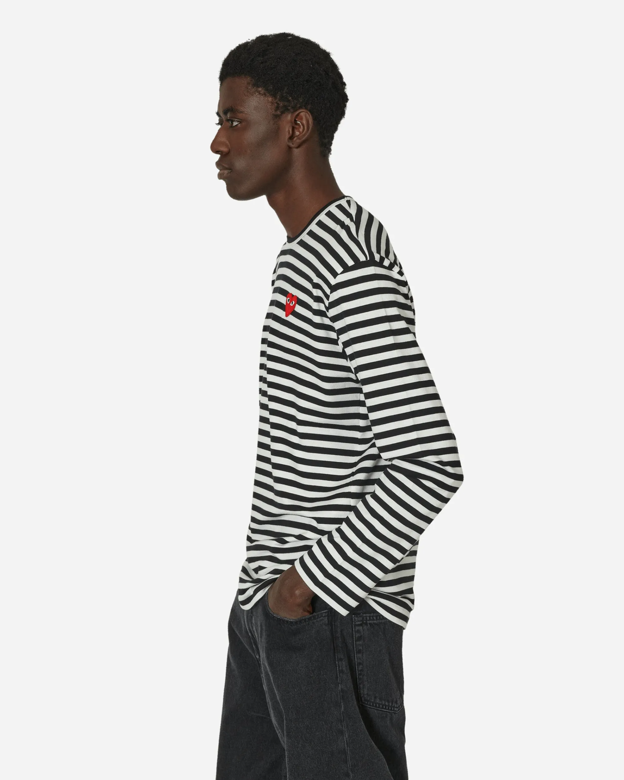 Comme Des Garçons Play T-Shirts^Heart Striped Longsleeve T-Shirt Black