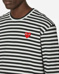 Comme Des Garçons Play T-Shirts^Heart Striped Longsleeve T-Shirt Black