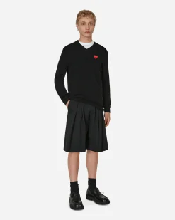 Comme Des Garçons Play Knitwear^Heart V-Neck Sweater Black