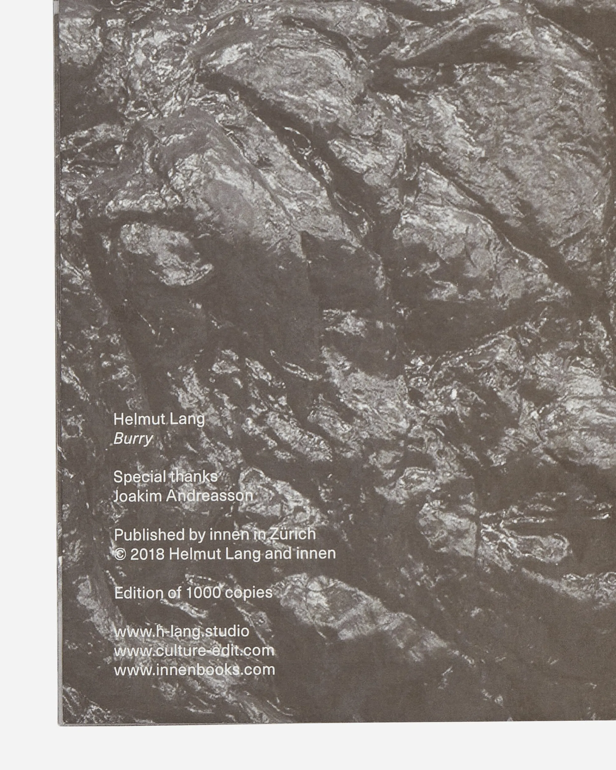 Innen Publishing Magazines^Helmut Lang: Burry Zine