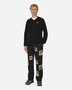 Comme Des Garçons Play Knitwear^Invader Heart V-Neck Sweater Black