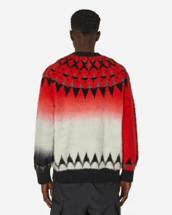 sacai Knitwear^Jacquard Knit Sweater Red