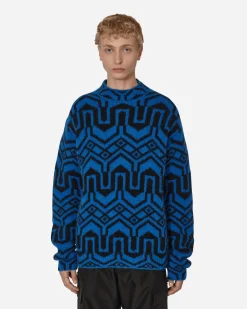 Moncler Grenoble Sweatshirts^Jacquard Mock Neck Sweater Blue