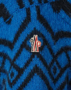 Moncler Grenoble Sweatshirts^Jacquard Mock Neck Sweater Blue