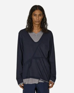 Kiko Kostadinov T-Shirts^Knox Mesh Long Sleeve T-Shirt Icy Lilac / Navy