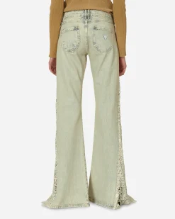 Guess USA Pants^Lace Denim Flare Pants Tinted Light Wash