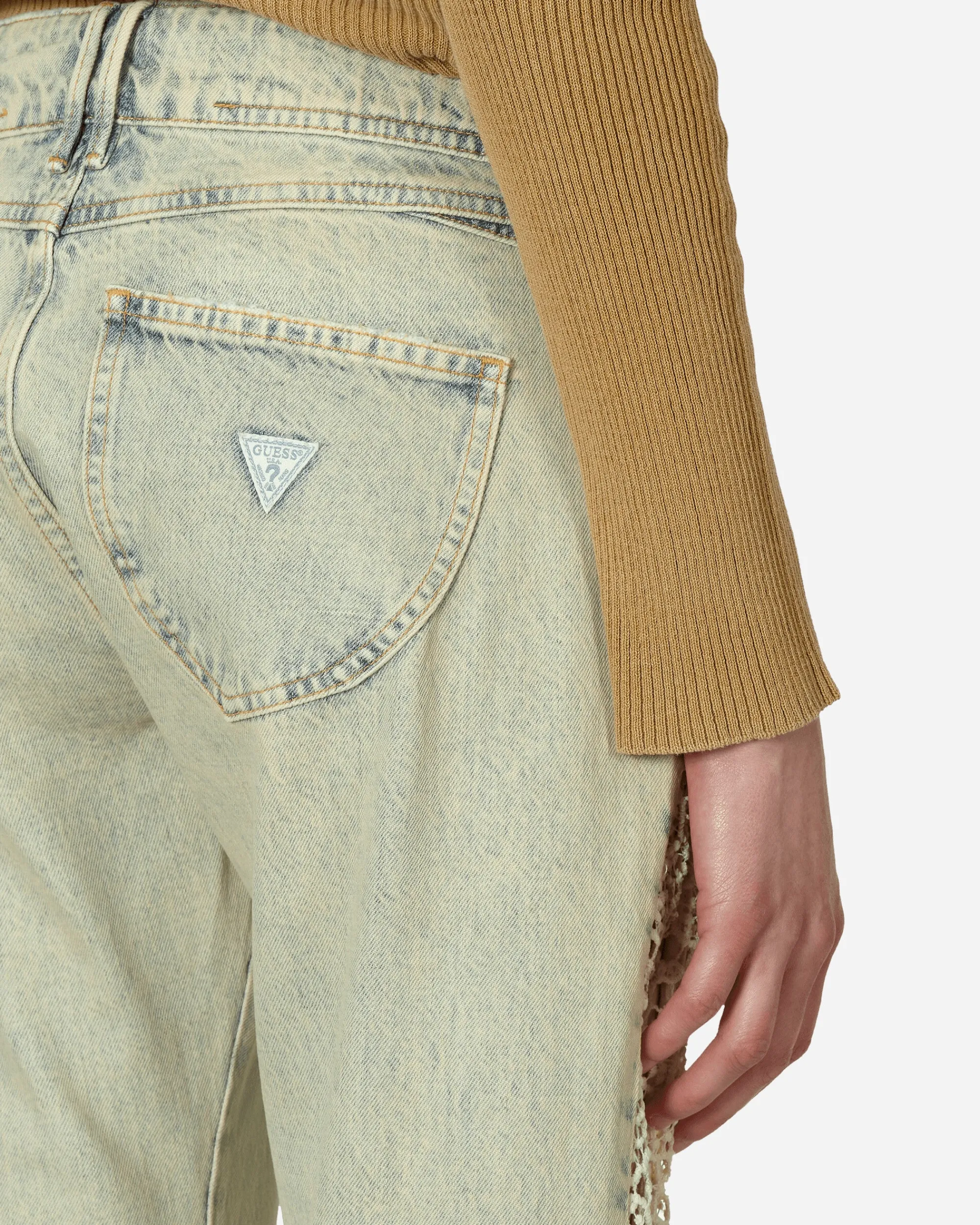 Guess USA Pants^Lace Denim Flare Pants Tinted Light Wash