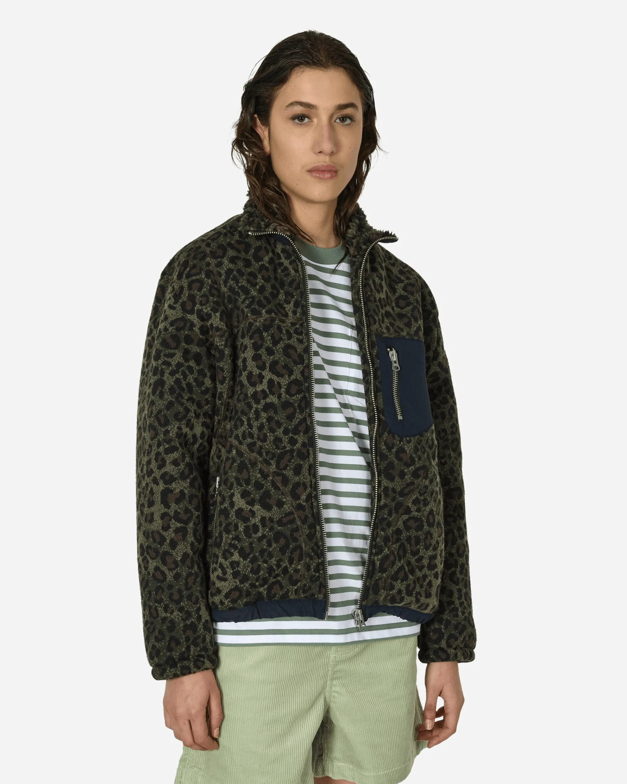 Brain Dead Coats And Jackets^Leopard Reverse Sherpa Jacket Olive