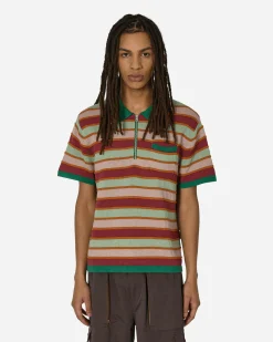 Brain Dead T-Shirts^Lifted Stripe Half Zip Shirt Red