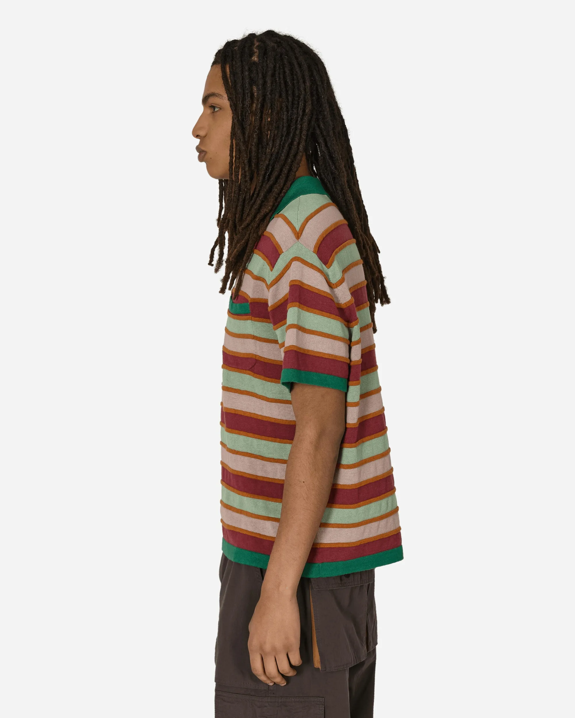 Brain Dead T-Shirts^Lifted Stripe Half Zip Shirt Red